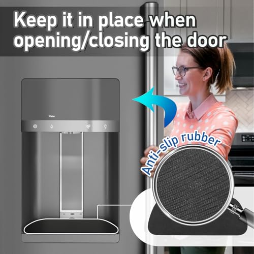 LOPNUR Refrigerator Drip Tray Catcher 2 Pack - 8.3"x3.1" Cuttable Refrigerator Mats Hide Stains, Fridge Ice Water Dispenser Absorbent Mat for Samsung Whirlpool GE, Fridge Drip Pad (Trapezoid, Black) - color: Black, size: Trapezoid - 8.3"x3.1"