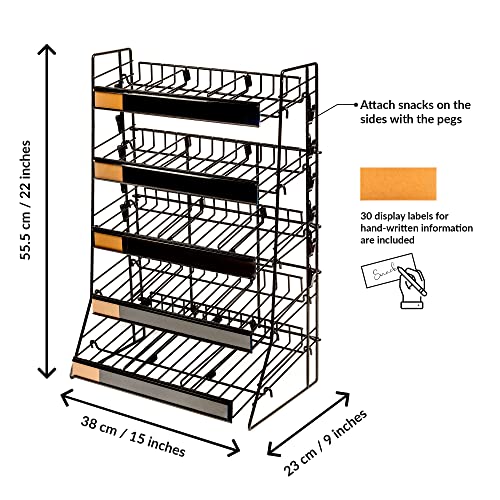 ODOXIA Candy Display Rack | Countertop Snack Organizer for Stores & Office | Chip Rack & Snack Stand for Counter Displays | Merchandising Shelf for Candy, Chips & Snacks
