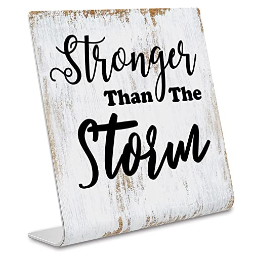Inspirational Quotes Decor Gifts for Women, Motivational Desk Sign, Decoration On Shelf Table Desk for Living Room Home Office Gift for Sisters Friends Nurse Worker Daughter Son Coworker dksg9 - style: stronger than the storm