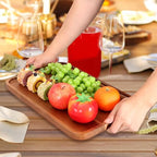 Rectangular Wooden Platters Long Charcuterie Boards Decorations Serving Trays Platter for Cookie, Snack, Appetizer, Dessert, Party, Food Dish Rectangle Acacia Wood Kitchen Platter Plates Cheese Board - size: 14" x 8" x 0.8"