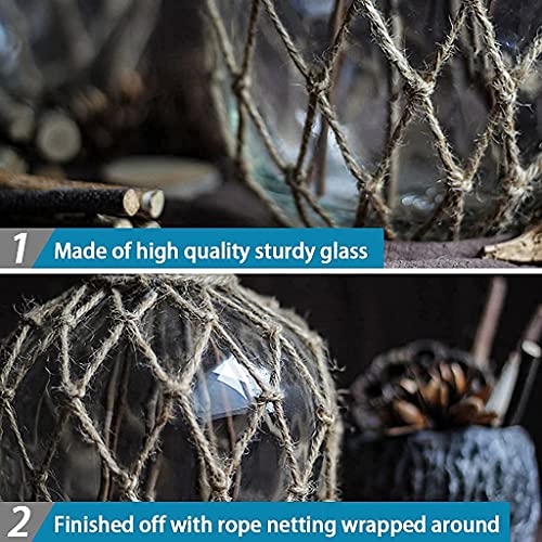 MDLUU Glass Jug with Twine 10" Tall, Flower Vase with Rope Net, Decorative Bottle Vase for Dining Room, Bedroom, Bathroom, Mantel - style: with twine rope