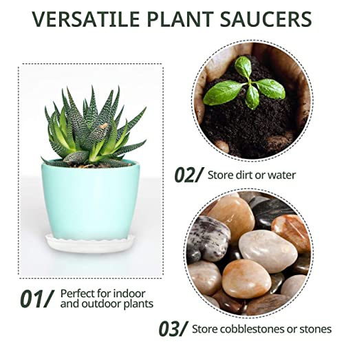 Plant Saucer, 7 Pack 8 10 12 14 15 Inch Durable Plastic Plant Trays for Pots, White & Black Round Plant Pot Saucers, Drip Tray for Indoor and Outdoor Garden (14", for 11 12 Inch Pot) - color: Black & White (14" x 7)