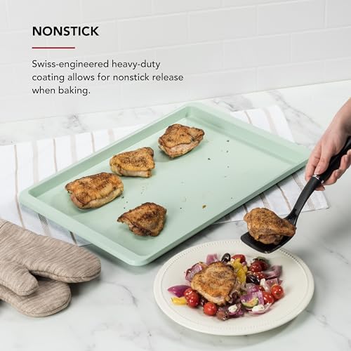 KitchenAid 13x18in Nonstick Aluminized Steel Baking Sheet, Pistachio - color: Pistachio, size: 13 x 18 Inch