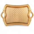 Alisveristime 2-Person Rectangular Metal Serving Tray – Ottoman Motif, (14.6" x 9", 13.1 oz) (Gold)
