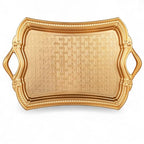 Alisveristime 2-Person Rectangular Metal Serving Tray – Ottoman Motif, (14.6" x 9", 13.1 oz) (Gold)