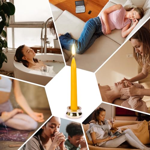 20 Minute Pure Beeswax Candles, Drip-Free Meditation Candles, Mini Taper Candles, Set of 50 Without Brass Candle Holders - color: 50PCS