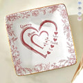 Personalized Chinoiserie Floral Jewelry Dish Ceramic Ring Holder Square Trinket Tray Custom Grandparent Mother Birthday Present We Love You Heart Shaped Toile Mother’s Day Keepsake With Names - color: Design 03