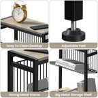 Small Side Table Set of 2 for Small Space, 3-Tier Narrow End Table with Magazine Holder, Slim Nightstand, Skinny Snack Couch Table in Living Room, Bedroom, Kitchen and Balcony (Greige) - color: Greige-2pcs