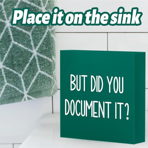 mmiishe The Office Gifts Desk Decor But Did You Document It Wooden Box Sign Funny Office Boss Gifts for Women Coworkers Boss Day Gifts for Him Decorations for Home Office 5 x 5 Inches (Green) - color: Green, size: 5 x 5 inches