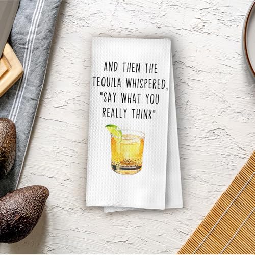 Tequila Gifts Kitchen Towels - Funny Mexican Tequila Gifts Waffle Decorative Dish Towels, Alcohol Gift Hand Towel, Mexican Tea Towel, 16×24 Inches - color: Tequila- 02