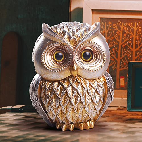Artpaul Owl Decorations for Home Small Owl Decor Figurines Shelf Decor Home Office Living Room Decorations Birthday Gifts (Gold) - color: Style2-gold