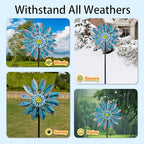 Viveta Wind Spinners,18 * 81" Large Outdoor Wind Spinner,Double-Side Wind Sculpture with 4 Sturdy Stake,Metal Windmill for Yard and Garden - color: H-blue