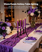 Homemory 6 Pcs Real Wax Purple Flameless Taper Candles with Remote Timer, 9.6 Inches LED Fake Candlesticks, LED Candle with 3D Flickering Flame for Romantic Wedding, Dinner, Xmas Anniversary Decor - style: Mysterious - Purple 9.6"