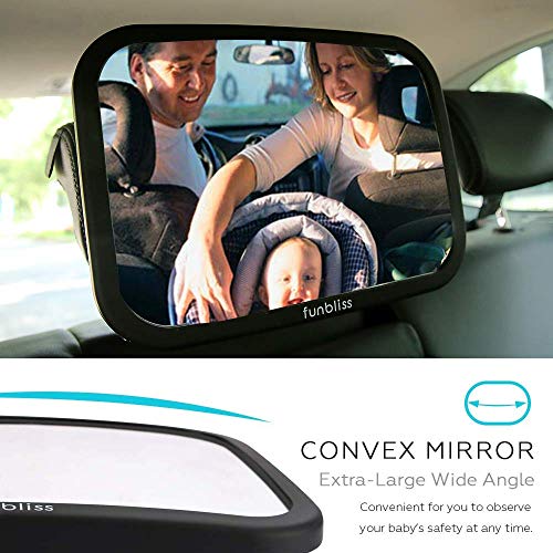 Funbliss 2-Pack Baby Car Mirror - Shake-Proof & Shatterproof, 360° Adjustable Angle, Clear Wide View for Rear-Facing Infants, Easy Install, Perfect Baby Travel Gear & Carseat Accessories - color: 2PACK
