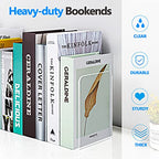 MaxGear Acrylic Bookends - Clear Decorative Heavy Duty Non-Skid Book Stoppers (6 Pieces, Large)