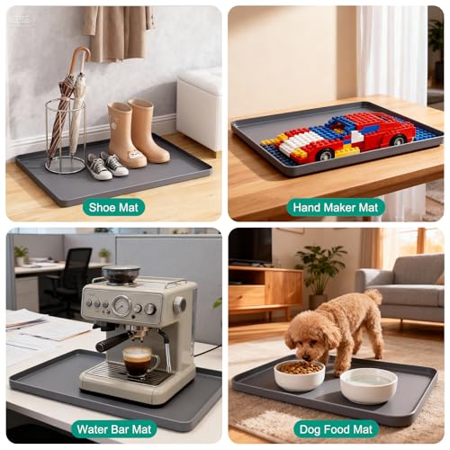 Oil Drip Mat for Under Car, 34x22in Silicone Oil Spill Mats for Garage Floor, No Splatter Non-Slip Oil Catch Pan Driveway Oil Drip Tray,Easy to Clean-Grey - color: Grey