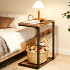 Small End Tables, Nightstand Set of 2, C Shaped Couch Side Table, Sofa TV Tray Table, Night Stand, Nightstands for Bedroom, Bedside, Living Room ET-YB-BRW2 - color: Rustic Brown