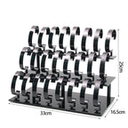 3-Tier Watch Display Stand Organizer, 24 Piece Jewelry Holder Rack, Black