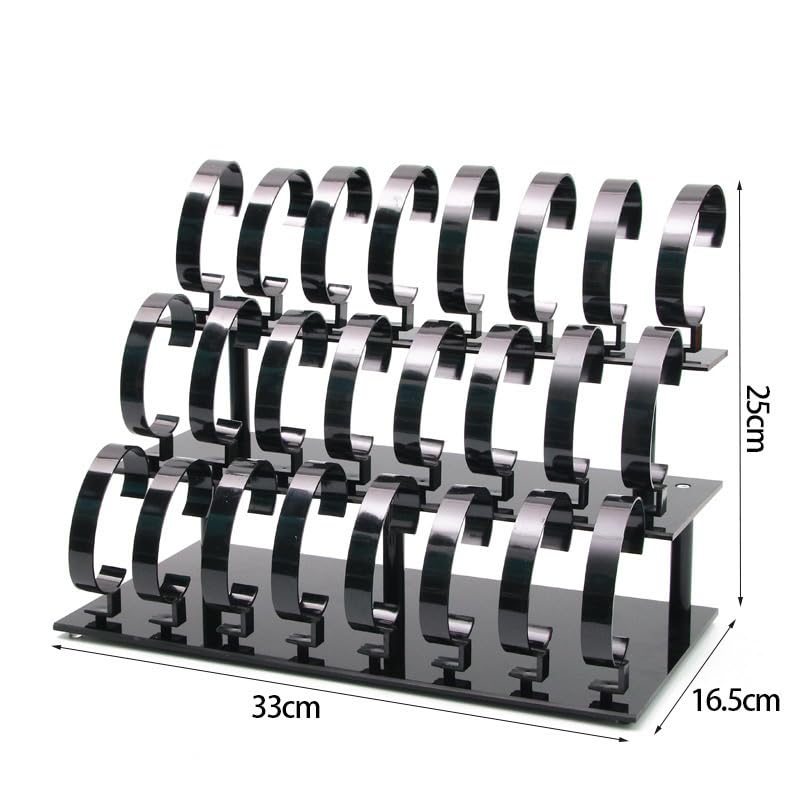 3-Tier Watch Display Stand Organizer, 24 Piece Jewelry Holder Rack, Black