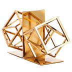 Juvale Gold Bookends - Heavy-Duty Metal Book Ends for Bookshelf Decor - Geometric Square Style for Decorative Books Display for Coffee Table & End Table Decor - 5 x 6 x 3 in, Pack of 2