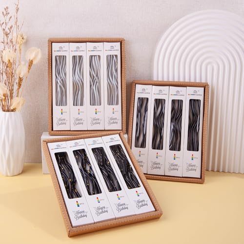 PHD CAKE 24-Count Silver Spiral Long Thin Birthday Candles, Cake Candles, Birthday Parties, Wedding Decorations, Party Candles - color: Silver