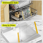 Tempered Glass Cutting Board Set for Kitchen Counter - Dishwasher Safe with Juice Grooves, Non-Slip Silicone Edges & Beveled Grip - 16"x12" & 12"x8" Serving Tray (Yellow) - color: Yellow