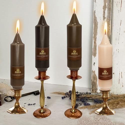 NJAO HOO Brown Short Taper Candle 5 Inch Candlesticks Unscented Dripless Gradient Colored Tapered Candle Set for Home Decor Wedding Party Dinner Candles, 4 Pack - color: Brown Gradient, size: 5 In