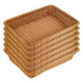 6 Pack Woven Serving Baskets 15.8 Inch Wicker Bread Baskets Rectangle Rattan Storage Display Trays Tabletop Food Serving Basket for Bread Food Vegetables Fruit