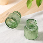 DARJEN 6 Pcs Green Candlestick Holders - Glass Taper Candle Holders Tealight Votive Candle Holders for Table Centerpieces, Wedding, Dinner Party, Home, Gifts (Pack of 2) - color: Green, size: 6Pcs (Pack of 2)