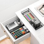 Mesh Tray Silverware Drawer Organizer Utensil Cutlery Tray Office Supplies Organizer for Flatware, Knives,Home,Office, School,Bedroom 15X6'' Black - size: 4 Pack 15"x6" Black Metal
