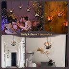 Solar Lanterns Outdoor Waterproof, 4 Pack Hanging Tea Lights with Candle Holder, Small Solar Chandelier for Trees, Patio, Backyard, Garden, Porch, Balcony Decorative (Armillary)