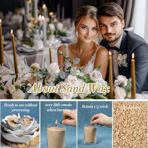 Sukh Snow Pearled-Candles with Wicks - DIY Candle Sand,Pearled Wax with Wicks,Wax,Refillable for Weddings,Partie (Sand) - color: Sand