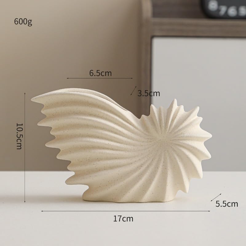 White Ceramic Vase – Nordic Minimalist Unglazed Stoneware Flower Vessel, Living-Room Centerpiece, Boho-Soft Furnishing Accent (01 (Small)) - color: 01 (Small)