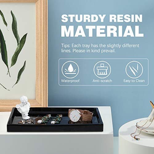Emibele Bathroom Tray, Resin Countertop Vanity Tray Jewelry Storage Dresser Tray Kitchen Toilet Tank Tray Organizer for Candle Plant Perfume Shampoo Towel Home Decor, Medium, Ink Black - color: Ink Black, size: 10" x 6.1" x 0.8"