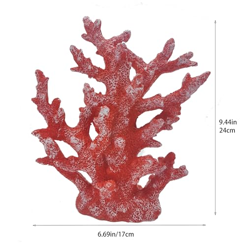 Etlemonde Beach Coastal Decor Coral Reef Home Decor Coral Statue Sculpture Home,Desk,Bathroom,Desktop Shelf Statue,Marine Themed Gifts - color: Red Coral