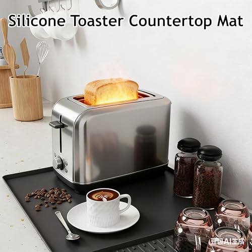Silicone Toaster Countertop Mat for Kitchen, Heat Resistant Crumb Catcher Tray for Toaster, Catch Crumbs & Spills, Protect Countertops, Easy to Clean (Black) - color: Black