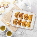 3 Pack Rose Gold Plastic Serving Trays for Party - Rose Gold Serving Tray 8 x 11 Inch - Heavy Duty Dessert Trays for Food - Rectangular Party Serving Trays for Entertaining - color: White and Rose Gold Rim