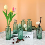 Glass Bud Vase, Green, Small Flower Vase, Set of 6, Simple and Solid, Aromatherapy Bottle, for Lady, Classy Gift for Mother's Day, Birthday, or Wedding, - color: Green
