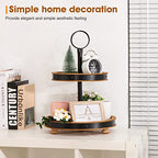 Urban Deco Wood Tiered Tray - 2-Tiered Farmhouse Serving Tray with Metal Handle for Kitchen Counter or Living Room Table - style: 2 tier-brown