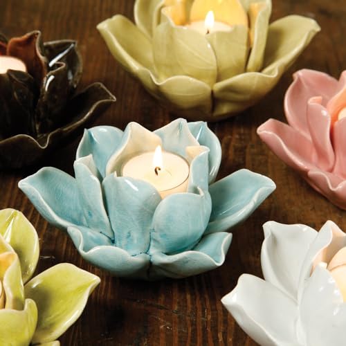 HomArt Lotus Tea Light Holder, Yellow - color: Yellow