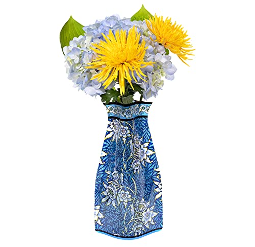 MODGY Collapsible and Expandable Flower Vase Plastic Decorative Modern Centerpieces Dining Table Decor Living Room Bathroom Wedding Office, William Morris Tulip and Willow - style: William Morris Tulip and Willow
