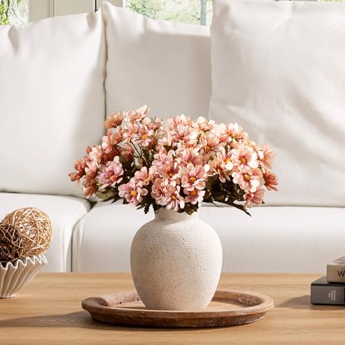 Vanselia Ceramic Flower Vase Home Decor - Farmhouse Table Vases Rustic Vintage Living Room Kitchen Bedroom Decorations for House Book Shelf Office Coffee Desk Dining Fireplace (7.4" Rustic) - color: Rustic-7.4"