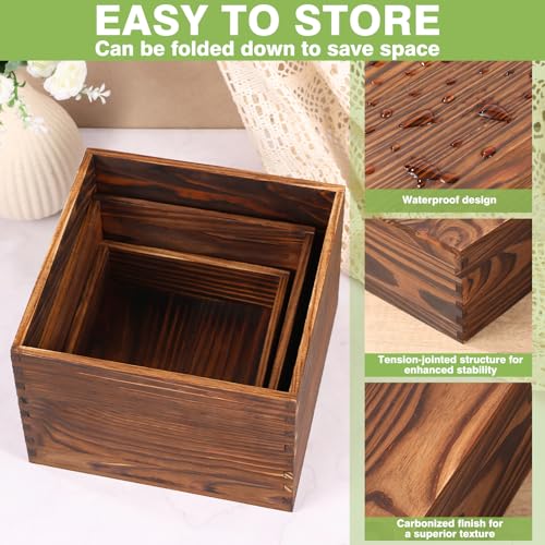 3 Pack Wood Cake Cupcake Stand Buffet Risers, Wooden Display Stand Wood Display Riser, Square Food Display Risers for Party Wedding Birthday Home (6" 7" 8") - color: Brown 3pcs (6" 7" 8")