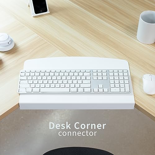 VIVO 17 inch Corner Desk Connector Sleeve for Keyboard Tray Mount on L-Shaped Workstation, Home Office, White, DESK-AC07SW - color: White