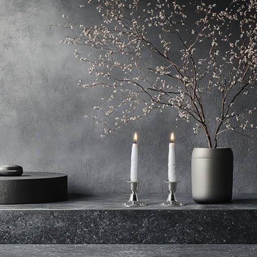 Rite Lite Silver Luxury Candlestick Holder Set Beautiful Candle Holders 2.5" - for a Modern Centerpiece, Shabbat Gifts, Shabbat Candle Holders - size: 2.5"