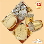 PMLAND Speckled Mercury Glass Votive Candle Tealight Holders - Bulk Pack of 12 Gold - color: Gold