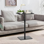 RCHYFEED Metal End Table, Height Adjustable Side Tables Living Room, Small Side Table for Small Spaces with Matte Black Tray, Square Drink Coffee Tables Sofa Table for Bedroom, Sofa Tray Table Indoor