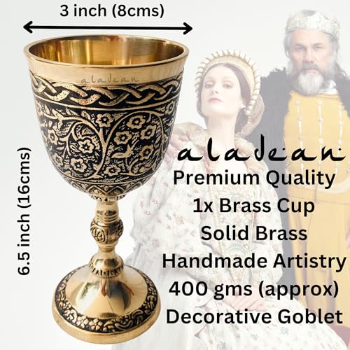 Vintage Chalice Medieval Goblet | 1x Solid Brass Red Wine Glass Cups of Royal King Arthur - Renaissance, Birthday Gifts Christmas Wedding Anniversary Novelty Ceremonial Drinkware (Czar Goblet) - style: Czar Goblet