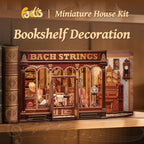 Fsolis Book Nook Kit - DIY Miniature House Kit for Adults, Bookshelf 3D Wooden Puzzles Booknook Music Tiny House Bookshelf Diorama Gifts for Women Readers Book Lovers (Bach Strings) - style: Bach Strings