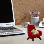 Refintural Miniature Cat Figurines with Small Sofa - Resin Mini Cat Figures, Kitten Miniature Desk Accessories - Perfect Cute Cat Gift for Cat Lovers (Red Sofa) - color: 02-red